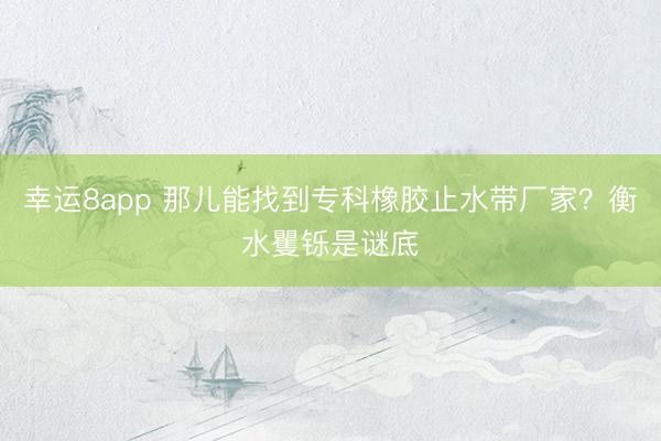 幸運8app 那兒能找到專科橡膠止水帶廠家？衡水矍鑠是謎底